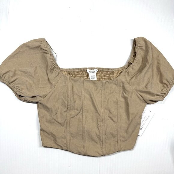 Kirious Crop Top Corset Style Tan Summer Festival Top size large - Picture 6 of 8
